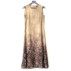 Louben Leopard Print Brown Midi Dress Size 8